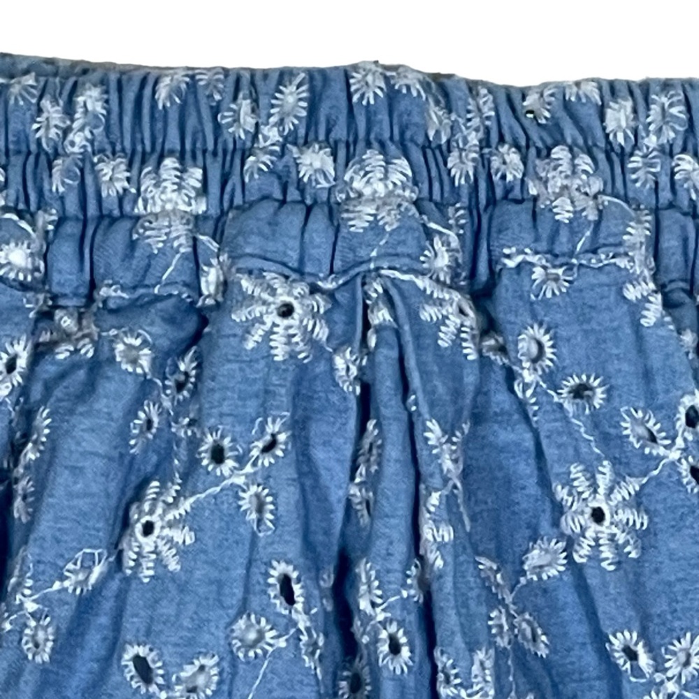 Unique Vintage Chambray Floral Denim Eyelet Jayne Swing Skirt Size 4X NWT - Picture 10 of 16